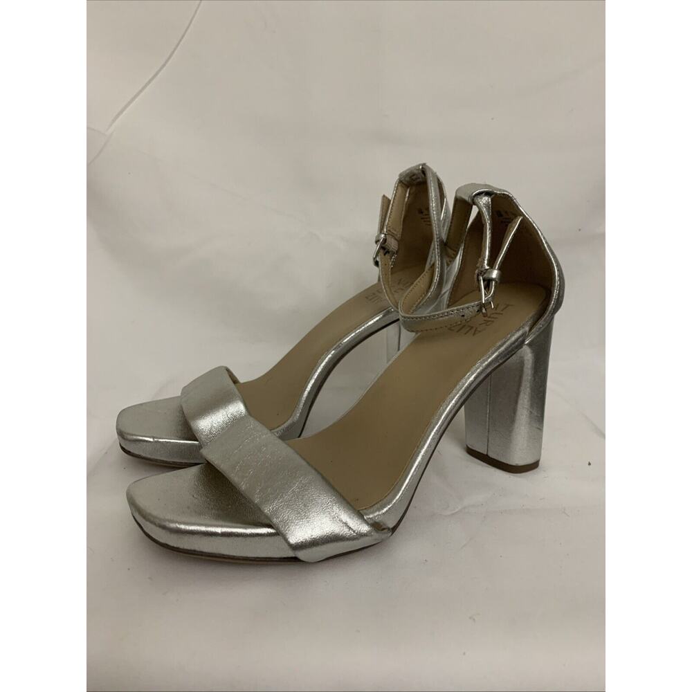 Naturalizer Silver Block Heel Sandals